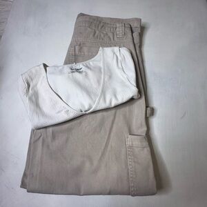 Garage Khaki Jeans Junior 7/ Garage Cropped Fitted Long Sleeved White Tee S